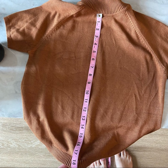 Turtle Neck Talbots Burnt Orange Short Sleeve Top Medium - Picture 6 of 6